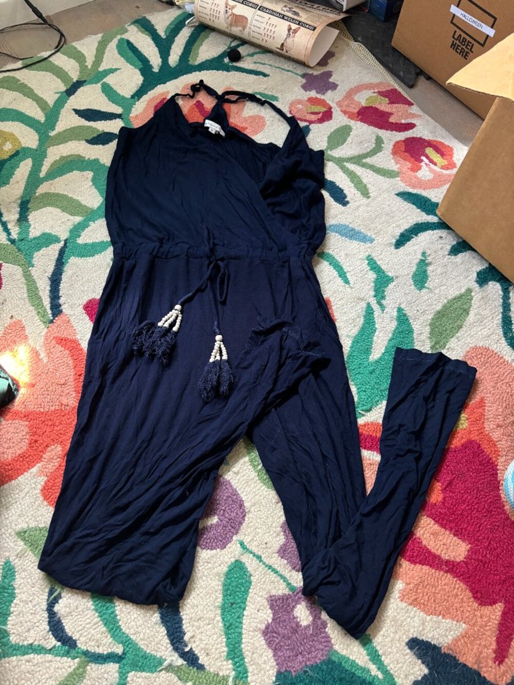 Young, Fabulous & Broke navy halter jumpsuit Size Small